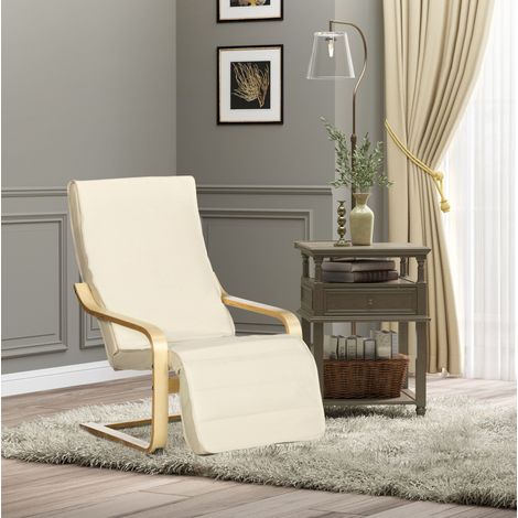 fauteuil salon relax repose pieds reglable bois creme OKMYHOME (1/4)