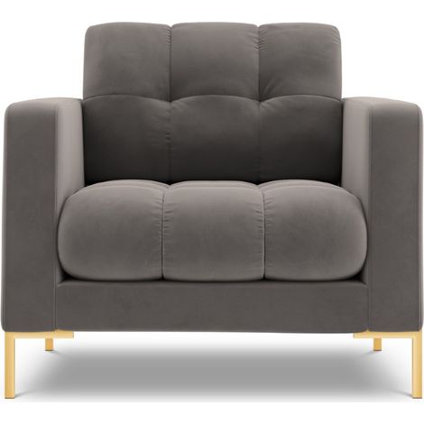 Fauteuil en velours gris clair (1/5)