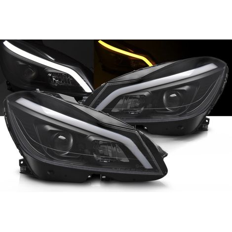 Paire de Phares Mercedes W204 de 2011 a 2014 LED LTI DRL Dynamique Noir-42389210