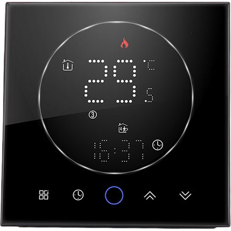 Thermostat intelligent sans fil pour la maison, thermostat programmable précis, thermostat mural pour chaudière AC95-240V, carré noir (1/5)
