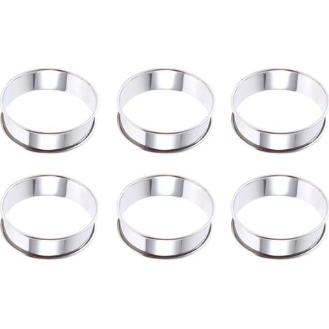 Lot de 6 moules à muffins ronds/en anneau en acier inoxydable à double couche et bords roulés, parfaits pour la cuisson. Qualité exceptionnelle.
