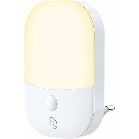 VURAHOME - Veilleuse LED, Veilleuse Prise Electrique avec 5 Niveaux Luminosités et Capteur de Lumière, Veilleuse Enfant Plug and Play Lampe Nuit pour Chambre, Cuisine, Couloir, Escalier, Salon, Blanc (1/5)