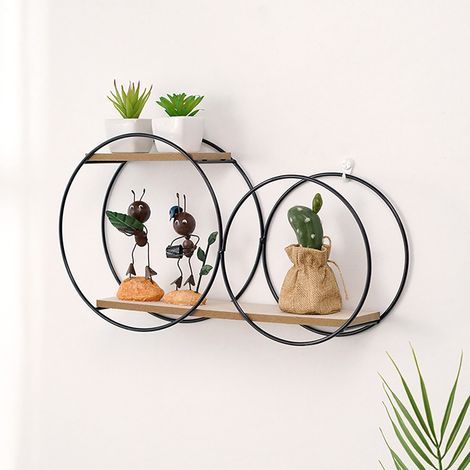 Etagère Murale Sans Perçage - Métal Noir - 45 x 16,5 x 25 cm - Salle De Séjour Chambre Bureau Intérieur - 1 Pièce (1/4)