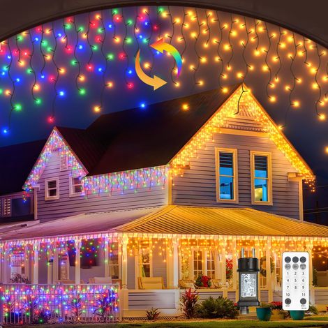 Guirlande Lumineuse, Rideau Lumineux LED string light IP44 étanche 8 modes Eclairages pour décoration Fenêtre Noël Anniversaire Mariage Fête Patio (1/5)