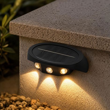 Lampe solaire d'escalier LED lumière chaude 9,5cm étanche pack de 2 pour jardin terrasse cour extérieure éclairage automatique (1/4)