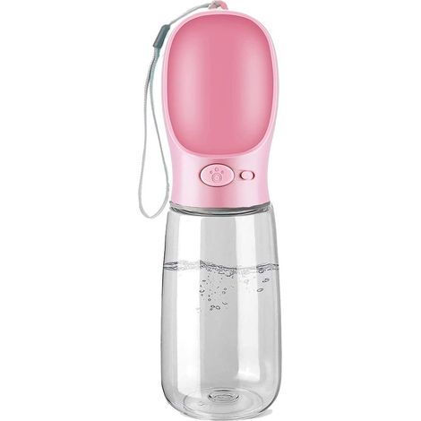Gourde Portable pour Chiens - 350 ml, sans Bpa, Anti-Fuite - Rose - Avec Gamelle de Voyage - Idéale pour la Marche, les Voyages et les Bébé en Route (1/5)
