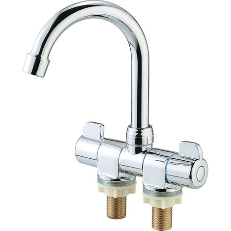 Robinet Mixeur Cuivre RV Foldable Montage Deck/Mur 360° Rotation Folding Faucet Hot Cold Water Kit Caravane Motorhome (1/5)
