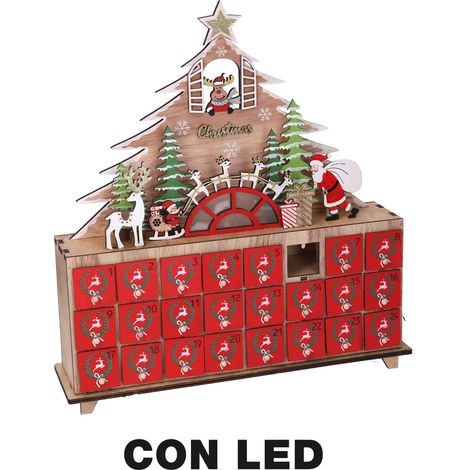 Calendario legno led albero rosso cm31x8h34,5 (1/3)