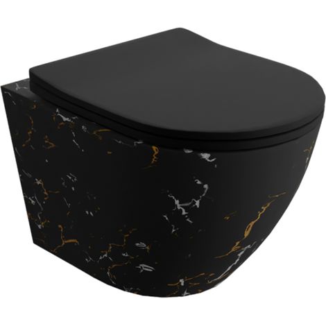 LAVITA Sofi Slim Fire WC suspendu  L'abattant de WC à chute lente  WC suspendu sans bord  WC  365x490x395 cm  noir