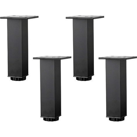 GENERIC-Pieds de Meubles en Alliage D'aluminium Réglables en Hauteur,Pieds de Table Basse de Canapé,Pieds D'armoire de Salle de Bain de Lavabo,38mm,Noir Mat,avec Vis,4 pieds (15cm/5.9in) (1/5)