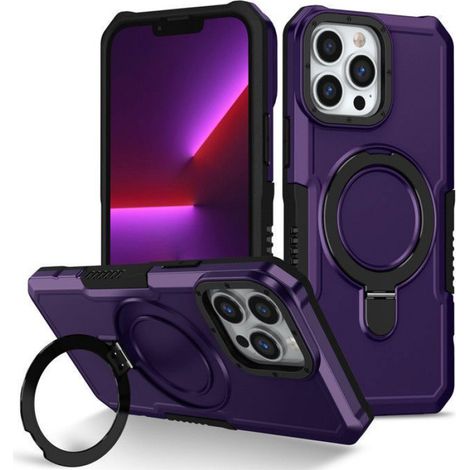 Coque Antichoc - iPhone 13 Pro 6.1 Pouces - Support Pliable Dos - Protection Quatre Coins - Coussin Air - Violet Foncé - 1 Pièce (1/5)
