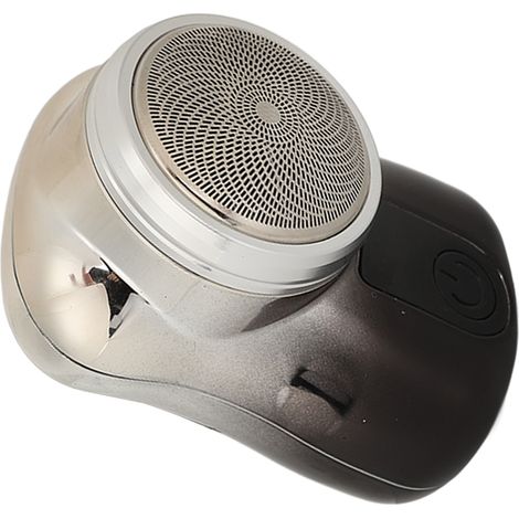 Mini tondeuse à barbe sans fil rechargeable et étanche, lame incurvée, finition gris argenté dégradé. (1/5)