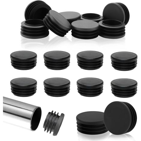 16 pièces Embouts à Lamelles en Plastique PP pour Tubes Ronds, Bouchons de Pieds de Chaise, Table, Canapé, Protège Pieds, Embouts Pieds de Chaise, Bouchon à Lamelles (25mm) (Noir) (1/5)