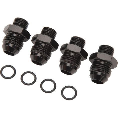 Quatre connecteurs mâles ORB, connecteurs à joint torique multi-usages en alliage d'aluminium 1500 PSI, adaptés aux rampes d'injection, aux refroidisseurs d'huile, aux pompes à carburant, 6AN-8AN. (1/5)
