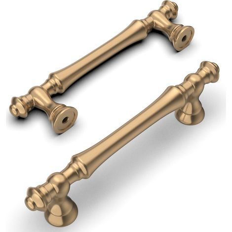4 Möbelgriffe aus Zinklegierung, Schrankgriffe, Schubladengriffe, 96 mm Lochabstand, Champagnergold