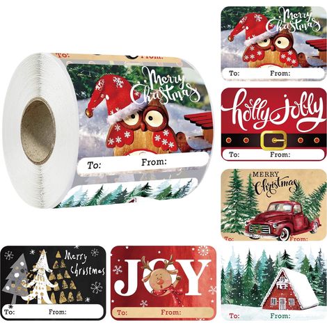 Etiquettes Cadeaux Noel - Papier Cuivre 7,5 x 4 cm - Pour Emballage Cadeaux Femme Homme Enfant - 250 Unites (1/4)