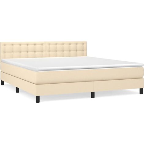 Maison Exclusive - Giroletto a Molle con Materasso Crema 180x200 cm in Tessuto