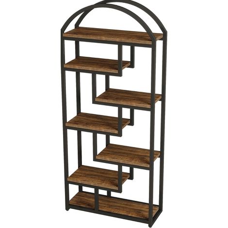Estantería de 7 estantes en MDF y metal negro, estilo industrial (1/5)