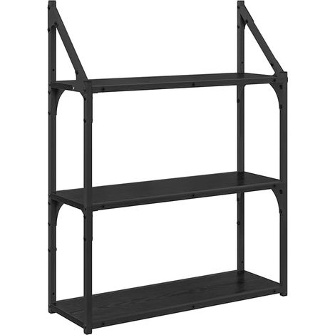 Wandregal Schwarz Eichen-Optik 60 x 21 x 78,5 cm Holzwerkstoff vidaXL
