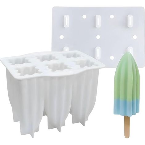 Stampo per ghiaccioli in silicone con coperchio, set di 6 stampi per ghiaccioli senza BPA, riutilizzabile, facile da sganciare, per ghiaccioli fatti in casa, stampo per ghiaccio fai da te per bambini,