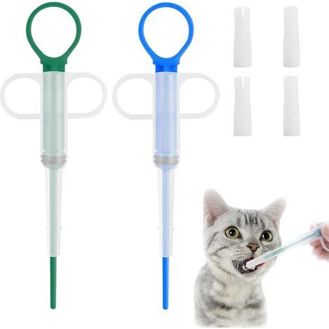 2 Pièces Lance Pilule Chat,Pilule Chat Chaleur.Pet Pill Dispenser, Seringue Pour Animaux De Compagnie,Animaux Médecine Distributeur, Fabriqué En Pp Et Silicone, Avec Réutilisable 4 Embouts Souples-Kar (1/5)
