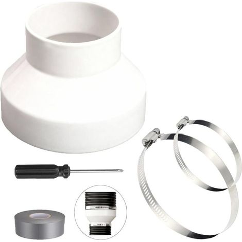 Réducteur de Conduit 150mm à 100mm, Adaptateur de Ventilation Rond en ABS avec 2 Colliers Acier Inoxydable, Réduction de Ventilation pour Hottes de Climatiseur Mobile ou Extracteur d’Air