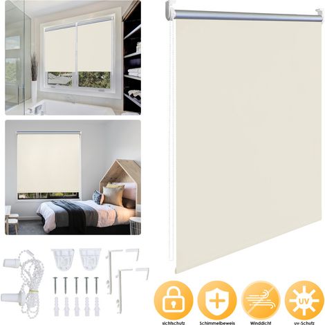 Tenda a rullo termo oscurante con comando laterale senza perforazione. montaggio singolo. 50 cm x 160 cm. beige