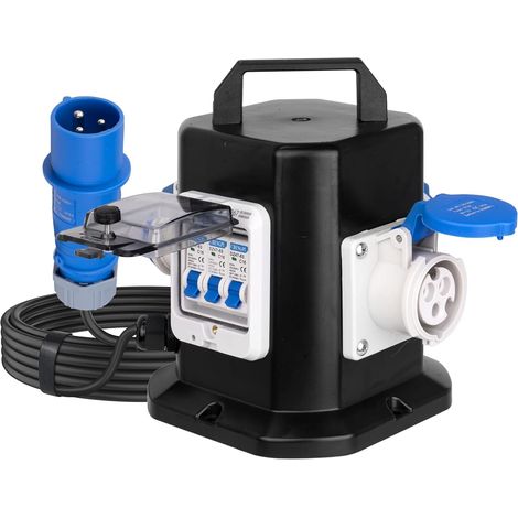 Coffret Électrique de Chantier avec Disjoncteur,Distributeur D'alimentation Portable avec Schuko Socket 250V/16A/3 Pôles,Distributeur IP45 Étanche - idéal pour la Construction et L'extérieur (1/5)