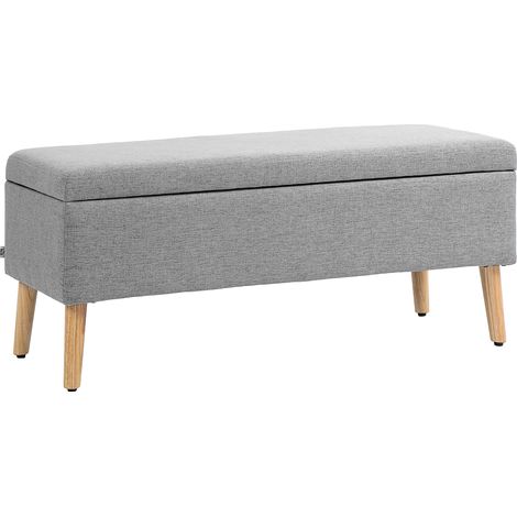 Gepolsterte Sitzbank mit Stauraum 110 x 39 x 45 cm grau in Leinenoptik MODENUIT (1/5)