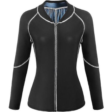 Combinaisons de sudation amincissantes pour femmes, haut brûleur de graisse, legging thermo-gainant, veste sculptante, haut L, noir et bleu (1/5)
