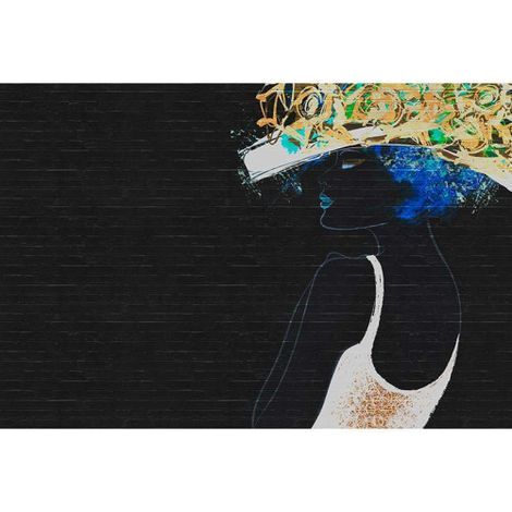 Papier peint panoramique noir brique Tapisserie panoramique design femme effet peinture Papier peint panoramique moderne chambre (1/3)