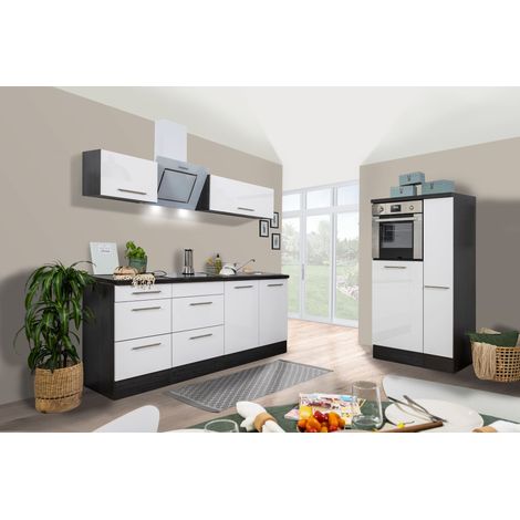 Cuisine Kitchenette Bloc cuisine blanc Amanda 300 cm Respekta Premium