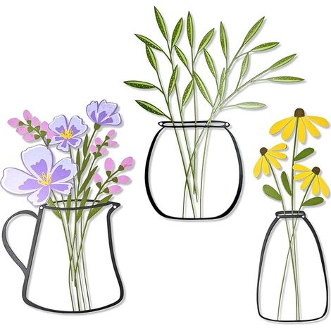 Metal Flowers Wall Decoration Metal Flowers Wall Art Decoration - Rustic Farmhouse Decoration for Living Room, Bathroom, Bedroom, Dining Room - Housewarming Gifts (1/3)