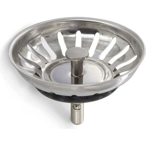 2 bouchons d'évier de cuisine en acier inoxydable - crépine universelle (diamètre 78 mm), grille d'évier anti-obstruction et panier d'évier à vidange rapide (1/4)