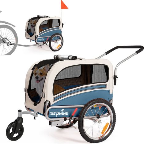 Sepnine 20303B Rimorchio per animali, pieghevole, impermeabile, 30KG - Blu (1/5)