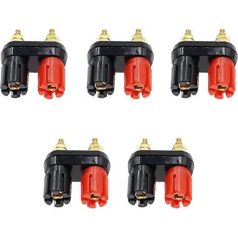 Bornier à fiche banane 4 mm à double position pour amplificateur de haut-parleur, connecteurs à double tête en fleur rouges et noirs (5 pièces à double étoile) ( ) (1/3)