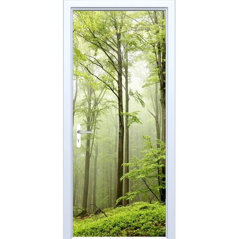 Adesivo per porta in tessuto "Foresta Verde" 877PD