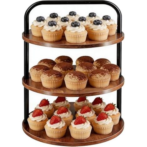 Présentoir à cupcakes en bois 3 étages, 30 cm, tour à gâteaux réutilisable pour mariage, anniversaire, baby shower, Halloween (1/5)