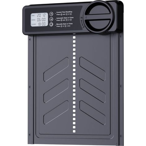 Porte Poulailler Automatique avec Écran LCD Programmable Étanche, Porte Automatique Poulailler en Alliage d'aluminium, Alimenté par Batterie, Commande de Minuterie