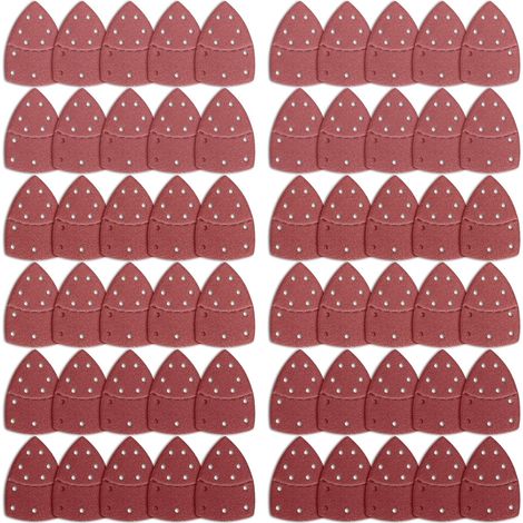 60 fogli abrasivi per levigatrice, carta abrasiva triangolare Mouse Sander, carta abrasiva per Mouse Sander per levigatrici multifunzione Bosch, 11 fori assortiti grana 40/60/80/120/180/240