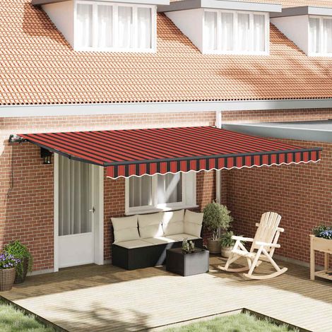 vidaXL Tendone manuale arancione e marrone 450 × 350 cm Tessuto (1/5)
