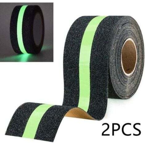 [NEVER USED] Pack of 2 Anti-slip adhesive tapes with luminous film that glows in the dark, safety tape for stairs, ladders, and slippery floors, 10 m x 5 cm