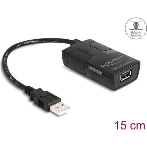 Delock Aislador USB 2.0 Tipo-A macho a hembra con aislamiento de 5 kV para lÃ­neas de datos