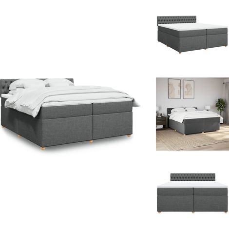 Sommier à lattes de lit avec matelas Gris foncé 200x200cm Tissu - Sommier À Lattes De Lit - Sommiers À Lattes De Lit - Lit - Meuble De Chambre À Coucher (1/5)