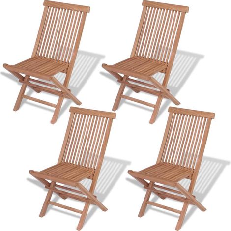 Lot de 4 Chaises de jardin et de camping pliables, Chaises de relaxation, avec coussins Bois de teck solide OIB2041E (1/5)