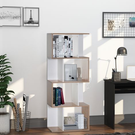 Modernes Büro-Bücherregal aus Holz mit 4 Ablagen, 60 x 24 x 148 cm