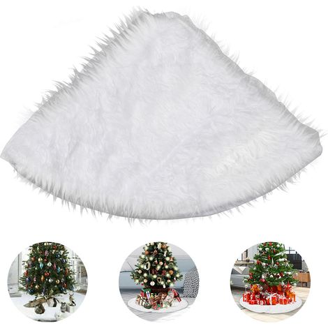 Wolketon Tree Blanket Christmas Tree Blanket Round White Plush Christmas Tree Stand Rug for Christmas Holiday Decorations Christmas Tree Skirt Christmas Decorations 122cm