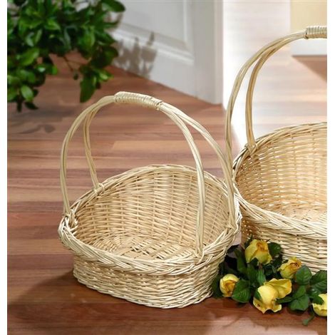 Petit panier en osier tressé, blanc, panier en osier, panier cadeau, panier décoratif, panier présent (1/5)