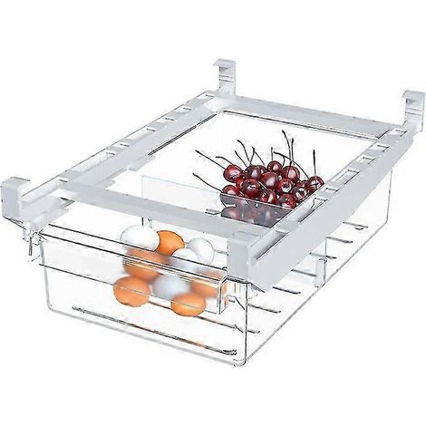 Bacs de rangement pour réfrigérateur avec tiroir coulissant - Optimisez l'espace et conservez la fraîcheur des aliments (1/5)