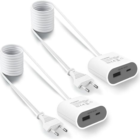 USB C Charger with 1.5m Extension Cable, 17.5W USB Power Supply, Ideal for Bedside Table, Office, Kitchen or Travel, Grey (1/5)